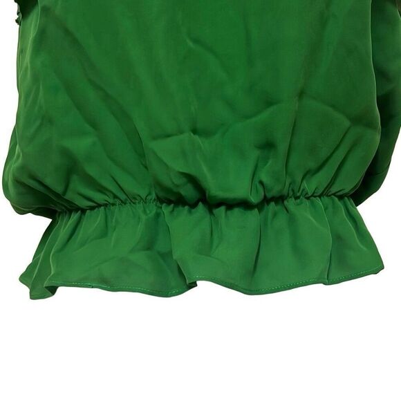 Parker XS 100% Silk Strapless Top Green Elastic Waist Peplum Blouson Top NWOT - Picture 4 of 9